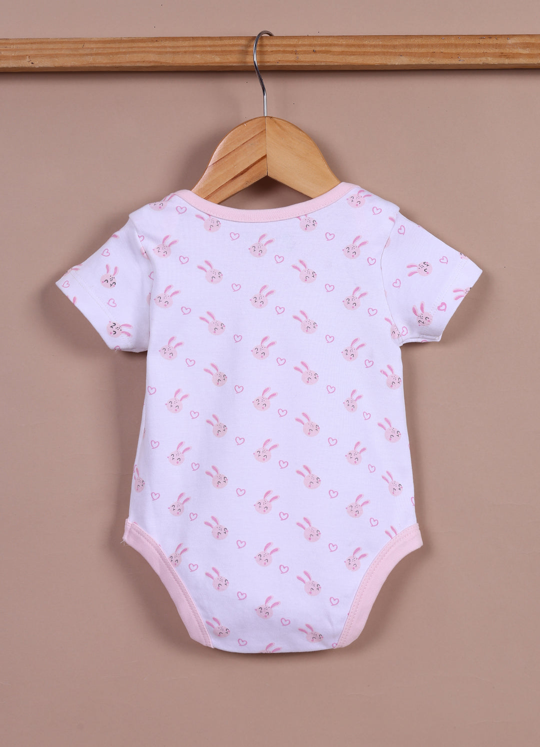 Le Pur Baby Girls Biocool Cotton All-in-One Set – Bunny Print Bodysuit, Romper & Cap (Light Pink) - LE PUR!